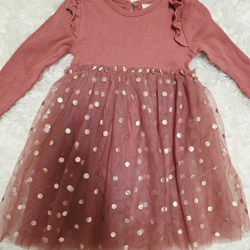 New Madison Layne Baby Girl Tulle Dress & Headband Set - Mauve/Gold - 24M - Picture 2 of 5